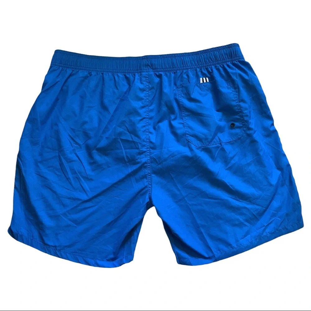Men’s Blue Quick Dry Mesh-Lined Drawstring Waist Casual Swimming Trunks